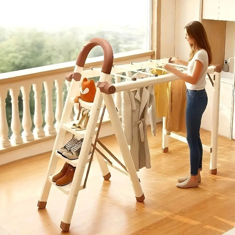 ™Dryzen | מתקן ייבוש בגדים מתקפל 4 שלבים – סולם דו-שימושי, חוסך מקום ועמיד מפלדה