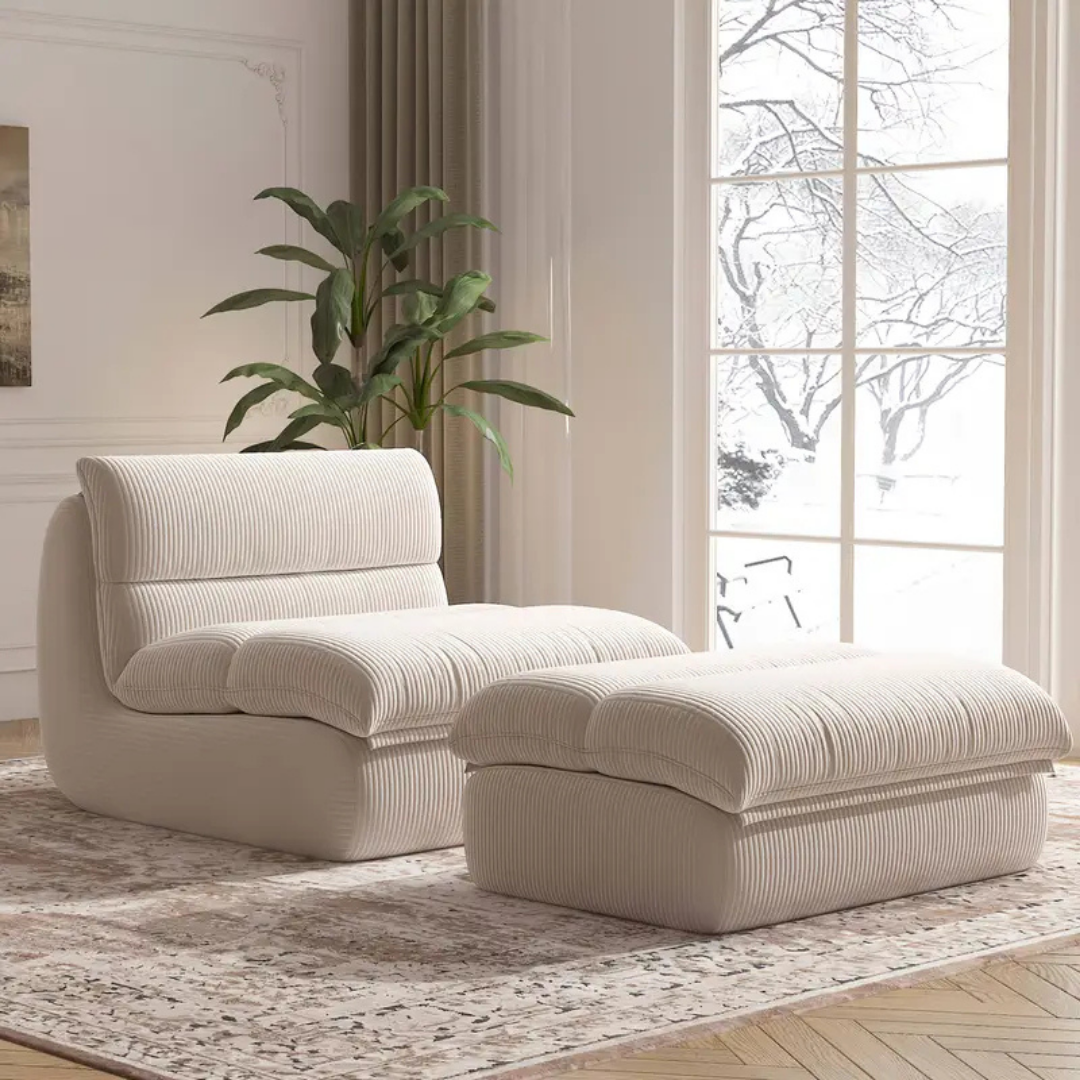 ™Nestiya | כורסאת פוף עם הדום,  עיצוב תומך ללא מסגרת, מושב קריאה נוח למבוגרים ובני נוער