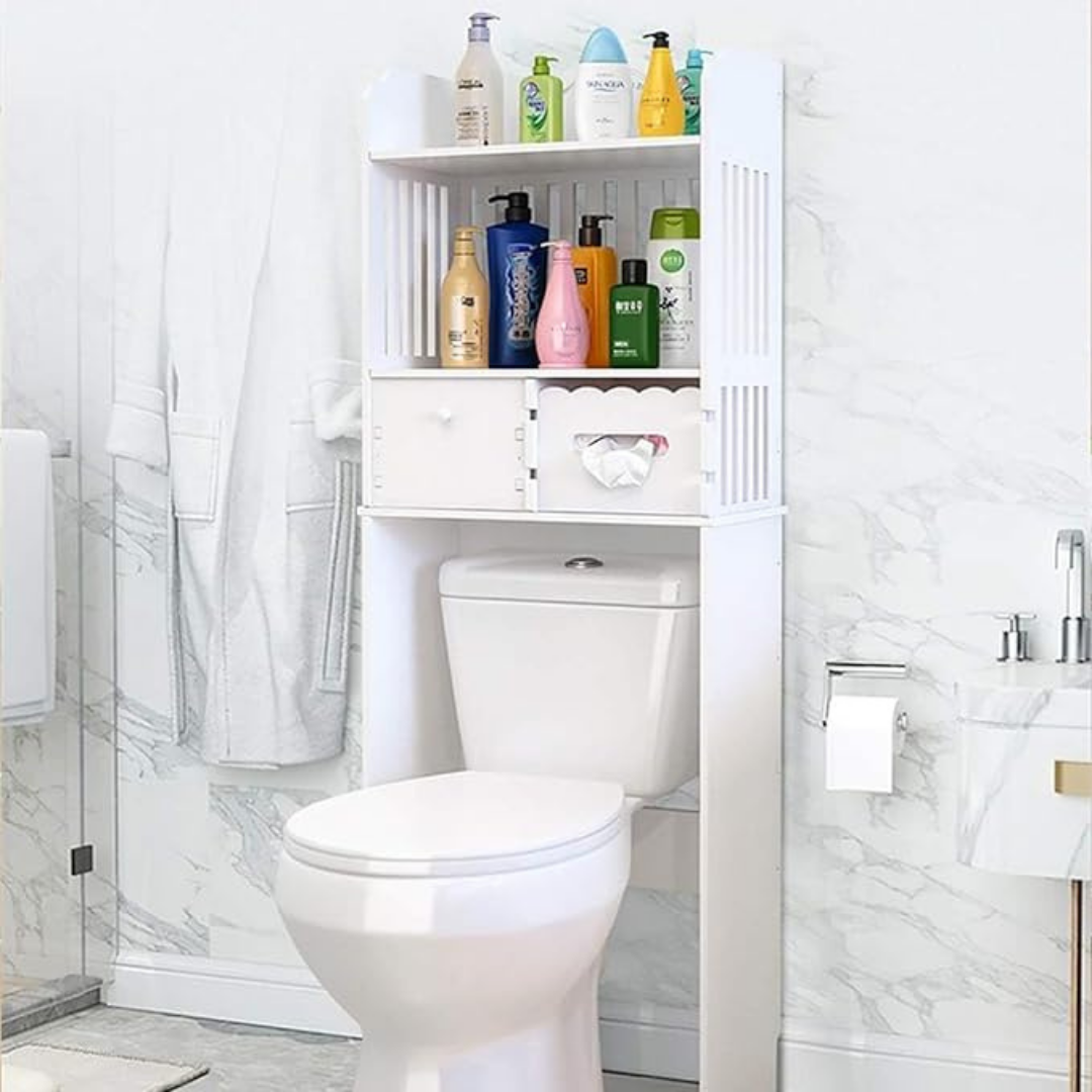 ™StorEase | ארון אחסון לאסלה – מארגן חסכוני במקום