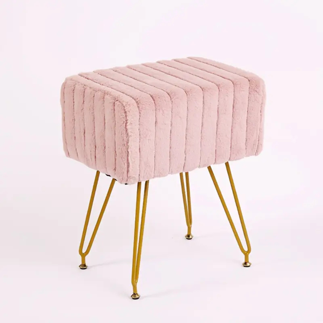 ™Sittora | כיסא איפור מודרני עם אחסון, ריפוד מפליז סינתטי רך, רגליים זהב נגד החלקה
