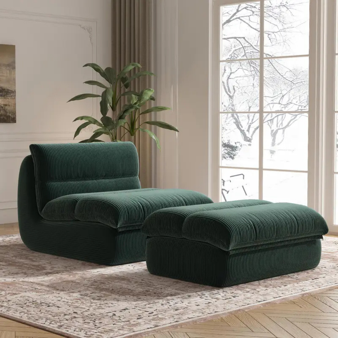 ™Nestiya | כורסאת פוף עם הדום,  עיצוב תומך ללא מסגרת, מושב קריאה נוח למבוגרים ובני נוער