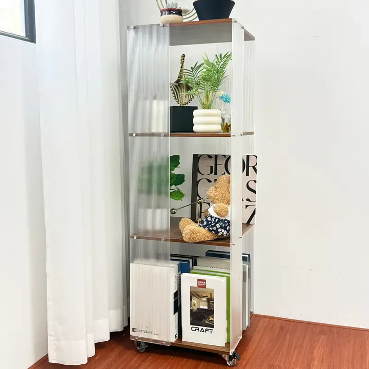 ™Twivaro | ארון אחסון מודרני מסתובב – 4 קומות עם מדפים 360°, ספרייה צרה ועמידה