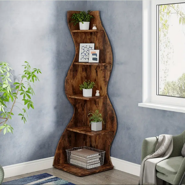 ™Avelor | מדף 5 קומות – עץ מלאכותי, גימור לבן, פינות מעוגלות
