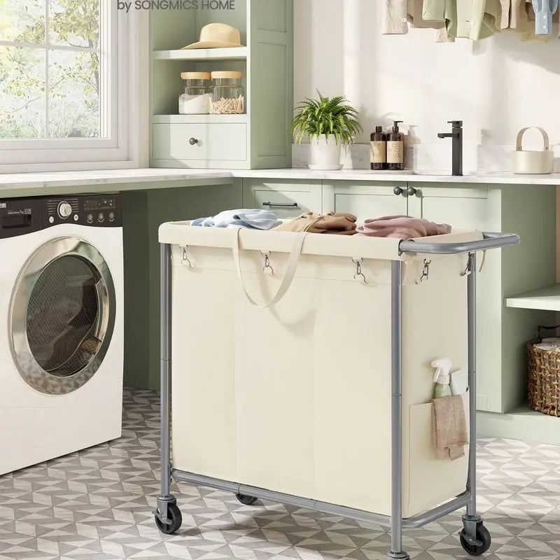 ™Orvanel | סל כביסה נייד – סל מתגלגל מלבני עם ציפוי נשלף ומסגרת חזקה